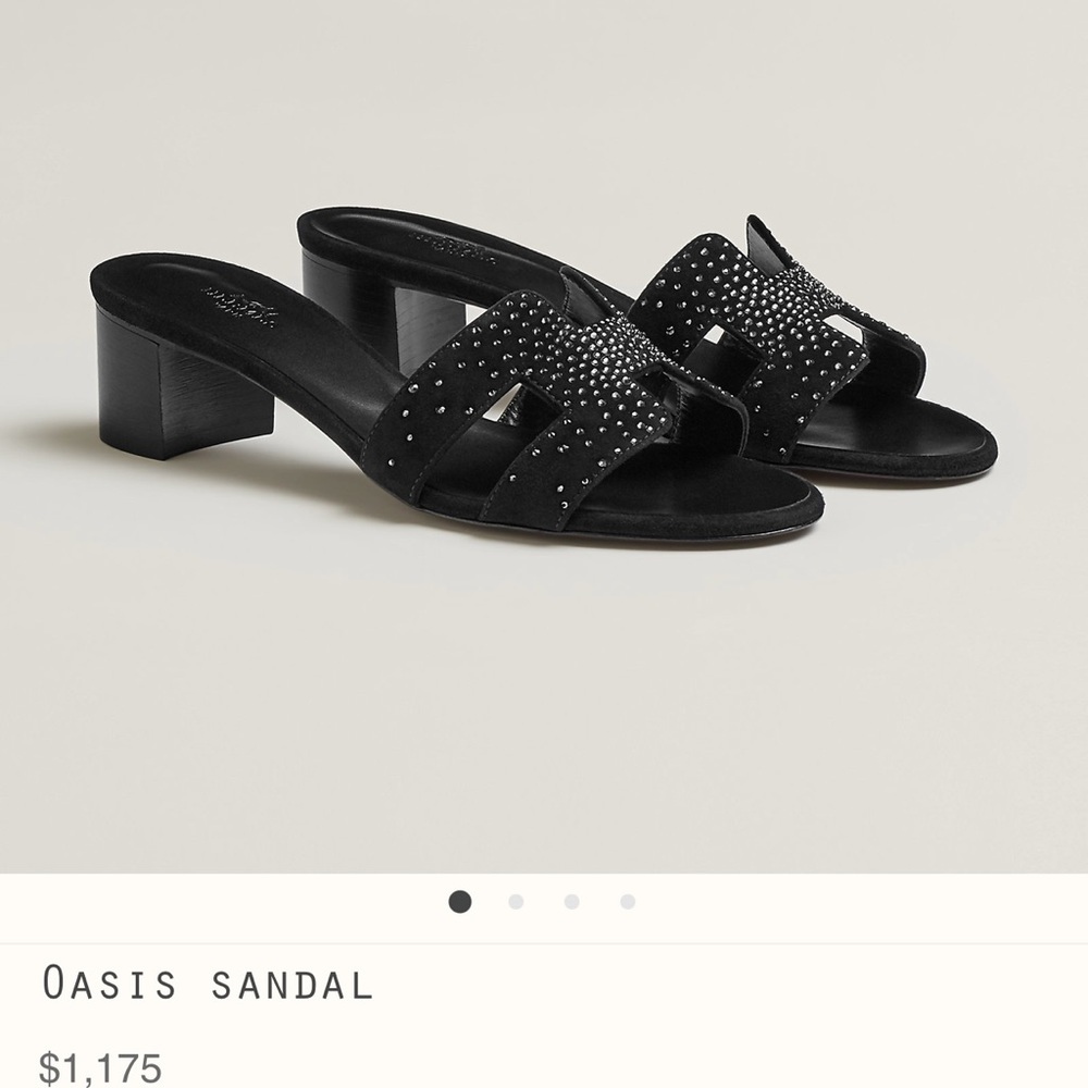 Hermes oasis Oran sandal in black with rhinestones. Size 39